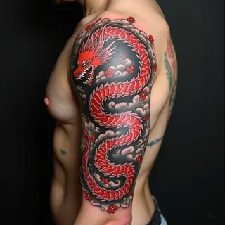 Majestic Dragon Irezumi Sleeve Tattoo