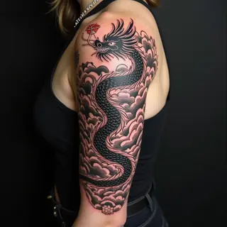 Intricate Japanese Dragon Irezumi Sleeve Tattoo