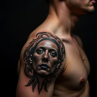 Surreal Irezumi Shoulder Tattoo Design for Men