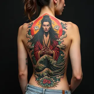Full Back Japanese Irezumi Tattoo: Guardian Spirit