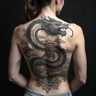 Majestic Dragon and Tiger Irezumi Backpiece