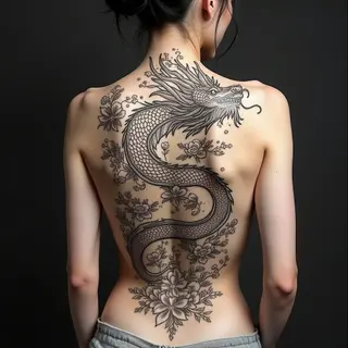 Majestic Dragon Back Tattoo in Japanese Irezumi Style