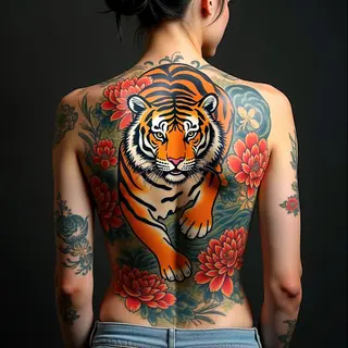 Majestic Tiger Irezumi Back Tattoo: A Full Back Masterpiece