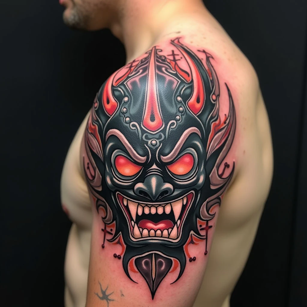 Decoding the Japanese Oni Mask Tattoo: Symbolism & Meaning