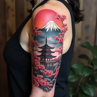 Japanese Sleeve Tattoo: Blossoms and Serenity