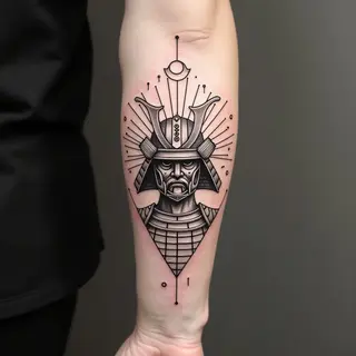 Geometric Samurai Tattoo Design