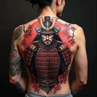 Full Back Samurai Irezumi Tattoo Design