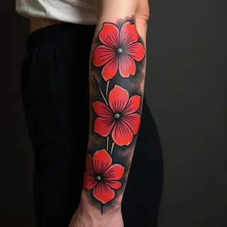 Elegant Japanese Floral Sleeve Tattoo