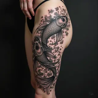 Dynamic Koi and Wave Japanese Sleeve Tattoo