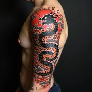 Majestic Dragon: A Traditional Japanese Sleeve Tattoo