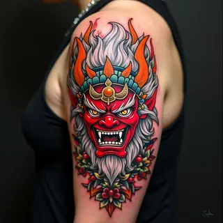 Fukai Demon Shoulder Tattoo: A Traditional Irezumi Masterpiece