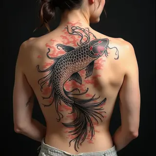 Koi and Dragon Back Piece: A Japanese Traditional Tattoo