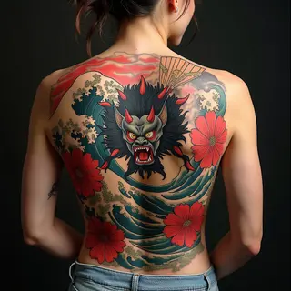 Majestic Oni Back Piece: A Japanese Traditional Tattoo Masterpiece