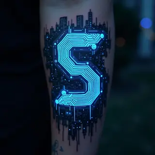 S Tattoos for Men: Cyberpunk & Futuristic Designs