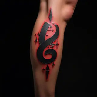 Bold Neon Abstract Name Tattoos for Men on the Leg