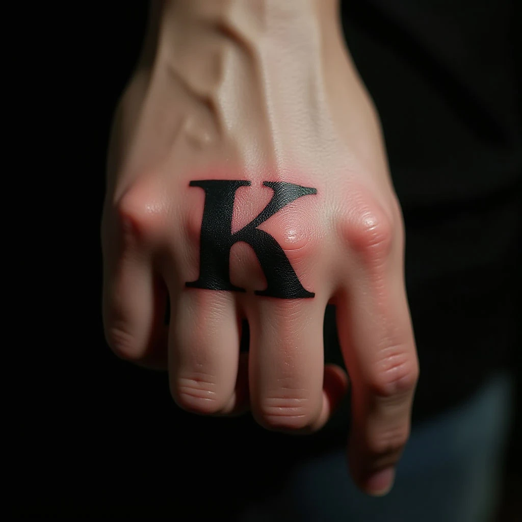 Cool Alphabet Tattoos for Men: Finger Designs in Red & Black