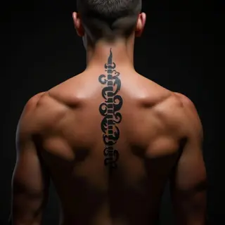 Men's Arm Name Tattoos: Tribal Spine Designs