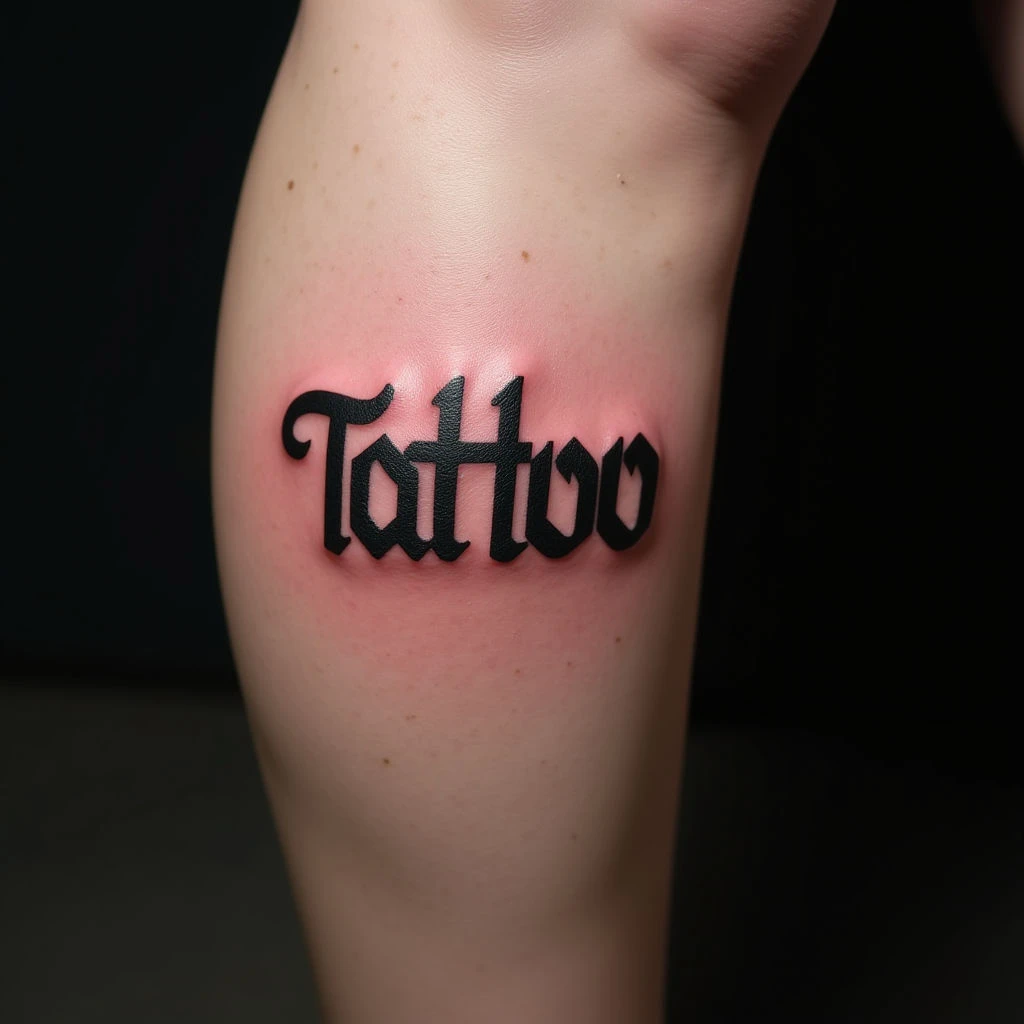 Tiny Biomechanical Lettering Tattoos: A Pink Leg Design Guide