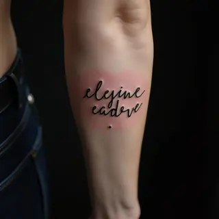 Powerful Words for a Blackwork Forearm Tattoo in Purple