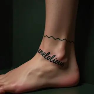 Cute & Geometric Boyfriend Name Foot Tattoos: Green Ink Ideas