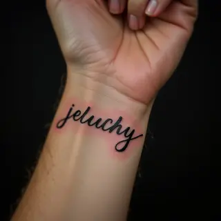 Elegant Copper Calligraphy Name Tattoos for Women on the Wrist