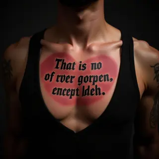 Bold Christian Bible Verse Chest Tattoo in Trash Polka Style
