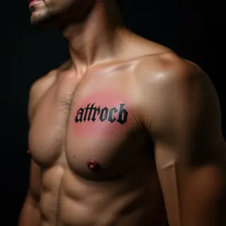 Small & Colorful Lettering Tattoos for Men on Your Collarbone