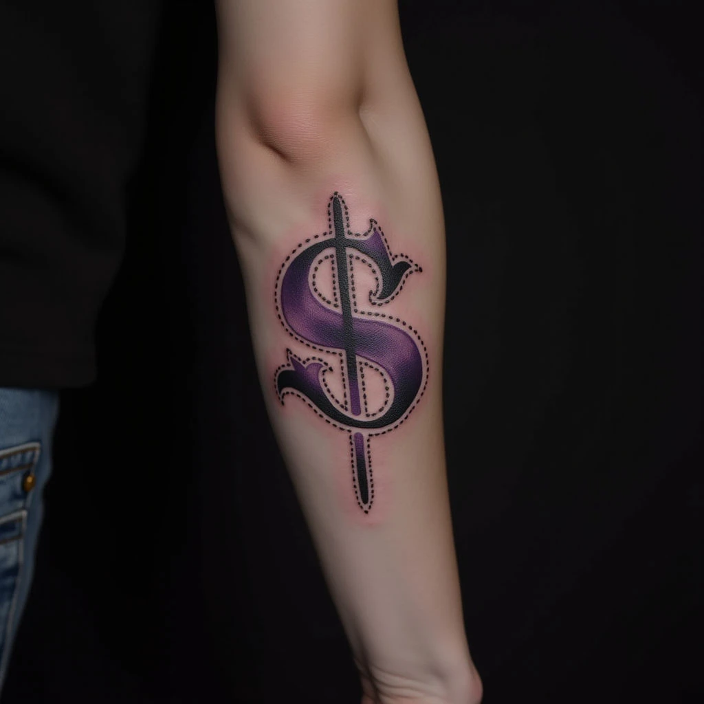Violet Dotwork Lettering Tattoos for Your Forearm
