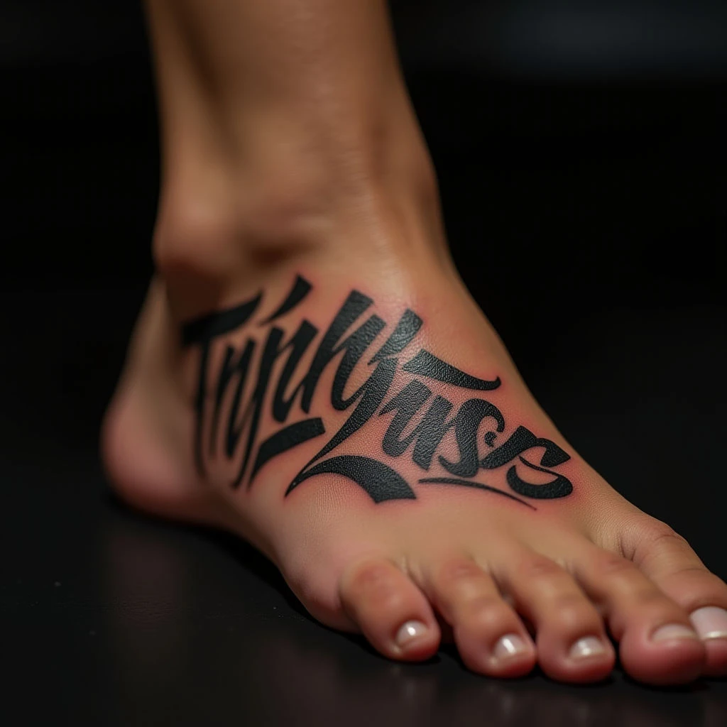 Yellow Lettering Foot Tattoos: XL Designs & Inspiration