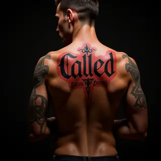 Stunning Full Arm Lettering Tattoo in Illustrative Brown-Red