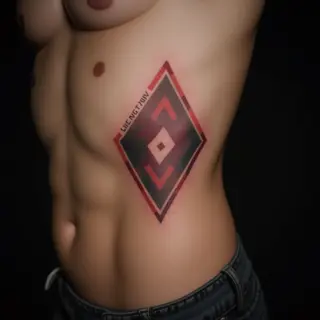 Geometric Last Name Tattoos on Ribcages: Bold Designs