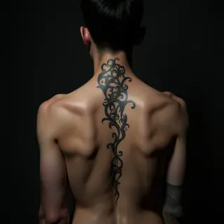 Elegant Gothic Spine Tattoos with Boyfriend's Name