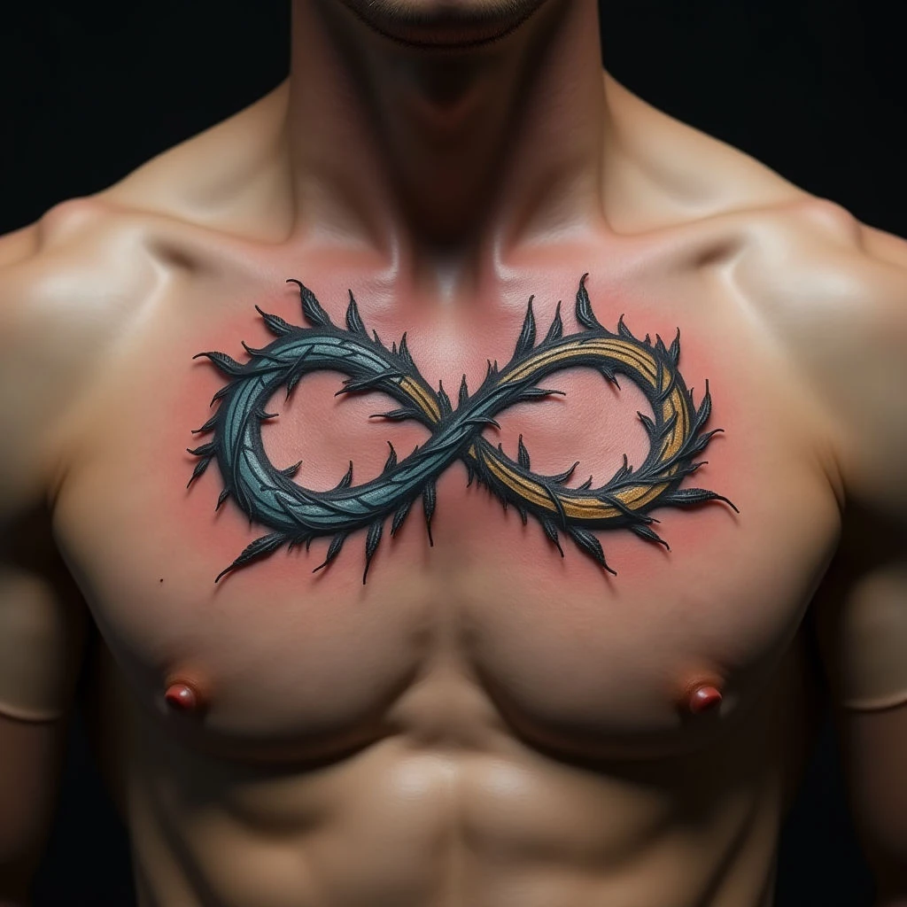 Infinity Tattoo with Names: A New School Sternum Piece
