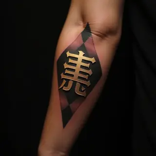 Japanese Letter Tattoos: Geometric Gold Designs for Your Arm