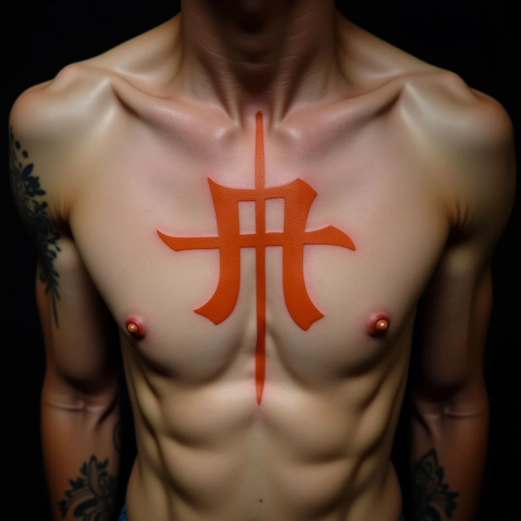 Japanese Letter Tattoos: Neo-Traditional Sternum Designs