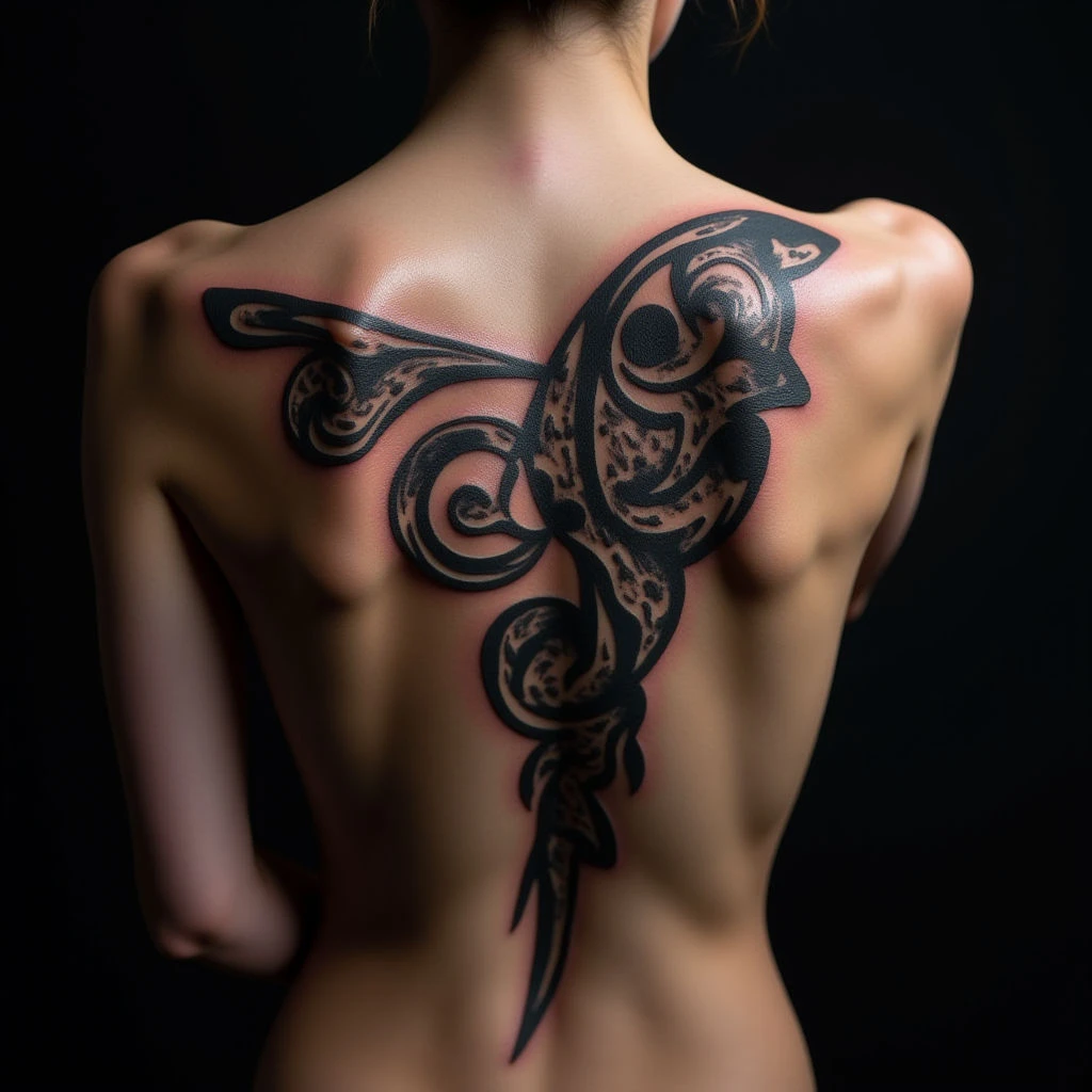 Kids Names Tattoos: Biomechanical Back Lettering Ideas