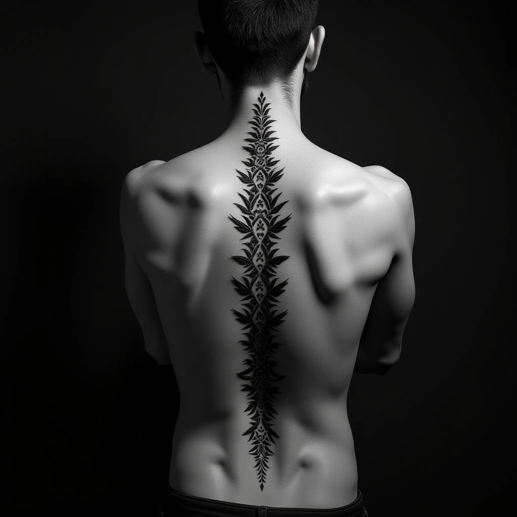 Kids Names Tattoo Ideas: Ornamental Spine Designs