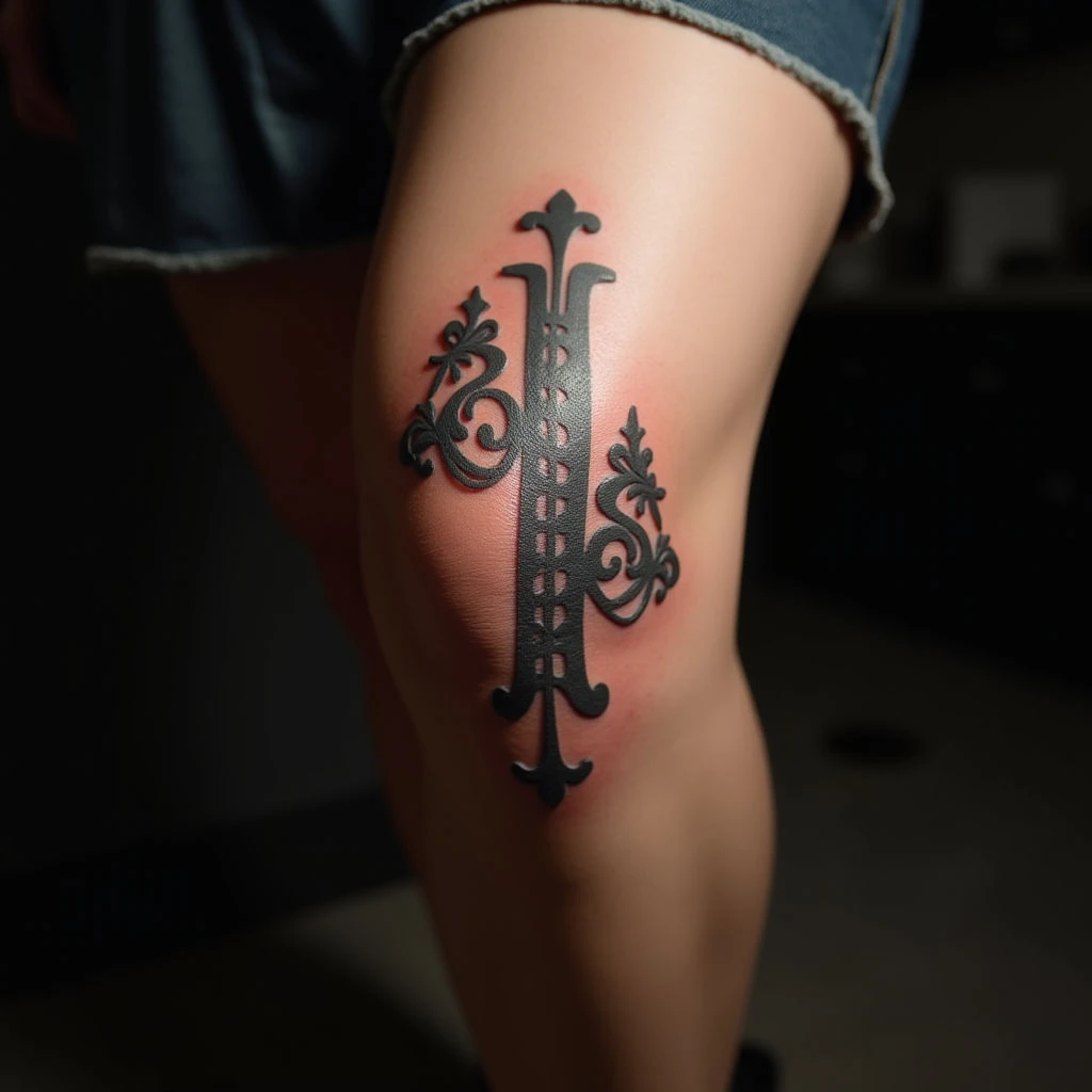 Wife's Name Tattoo on Knee: Trash Polka Inspiration