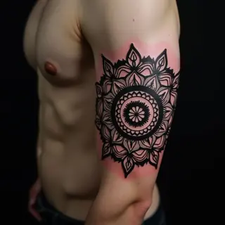 Mandala Name Tattoo for Men on Ribcage