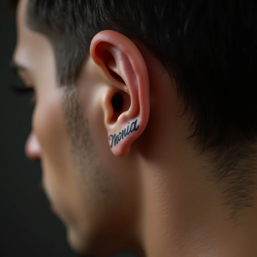 Minimalist Name Tattoo Behind Ear: A Subtle Tribute