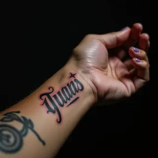 Elegant Name Tattoo on Forearm for Girls - Black & Grey Design
