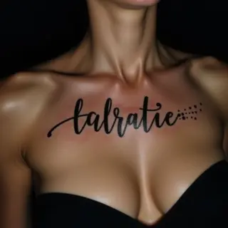Simple Name Tattoos for Girls: Dotwork Collarbone Designs