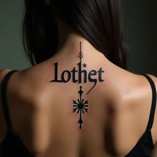 Elegant Name Tattoos on the Neck: Blackwork & Green Designs for Ladies