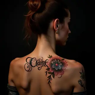 Elegant Ornamental Name Tattoo on Forearm