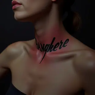 Elegant Name Tattoos for Women's Neck - Black & Red Designs