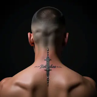 Small Neck Name Tattoos for Men: Minimalist & Metallic Designs