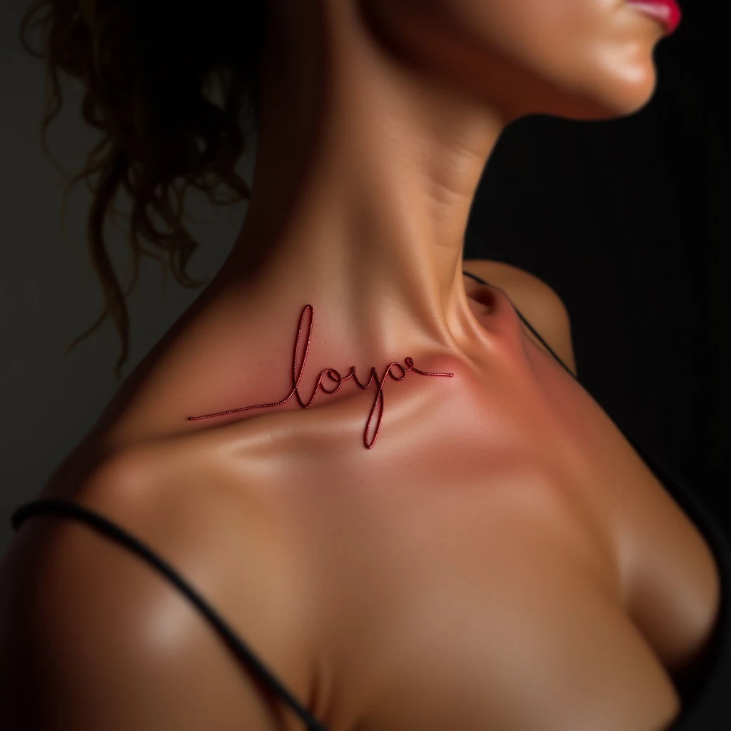 Bold Red Lyrics Tattoo on the Neck: A Fine Line Statement