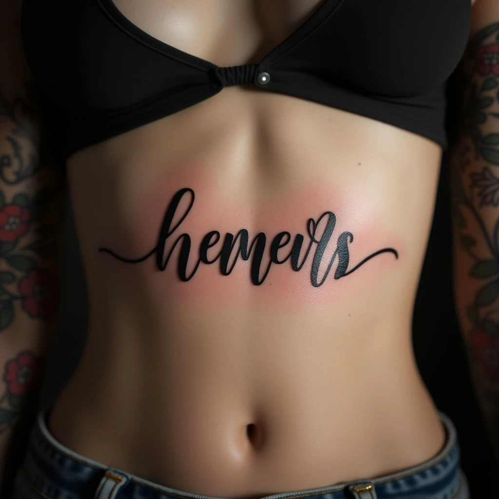Cute Words for Rib Tattoos: Illustrative Lettering Ideas