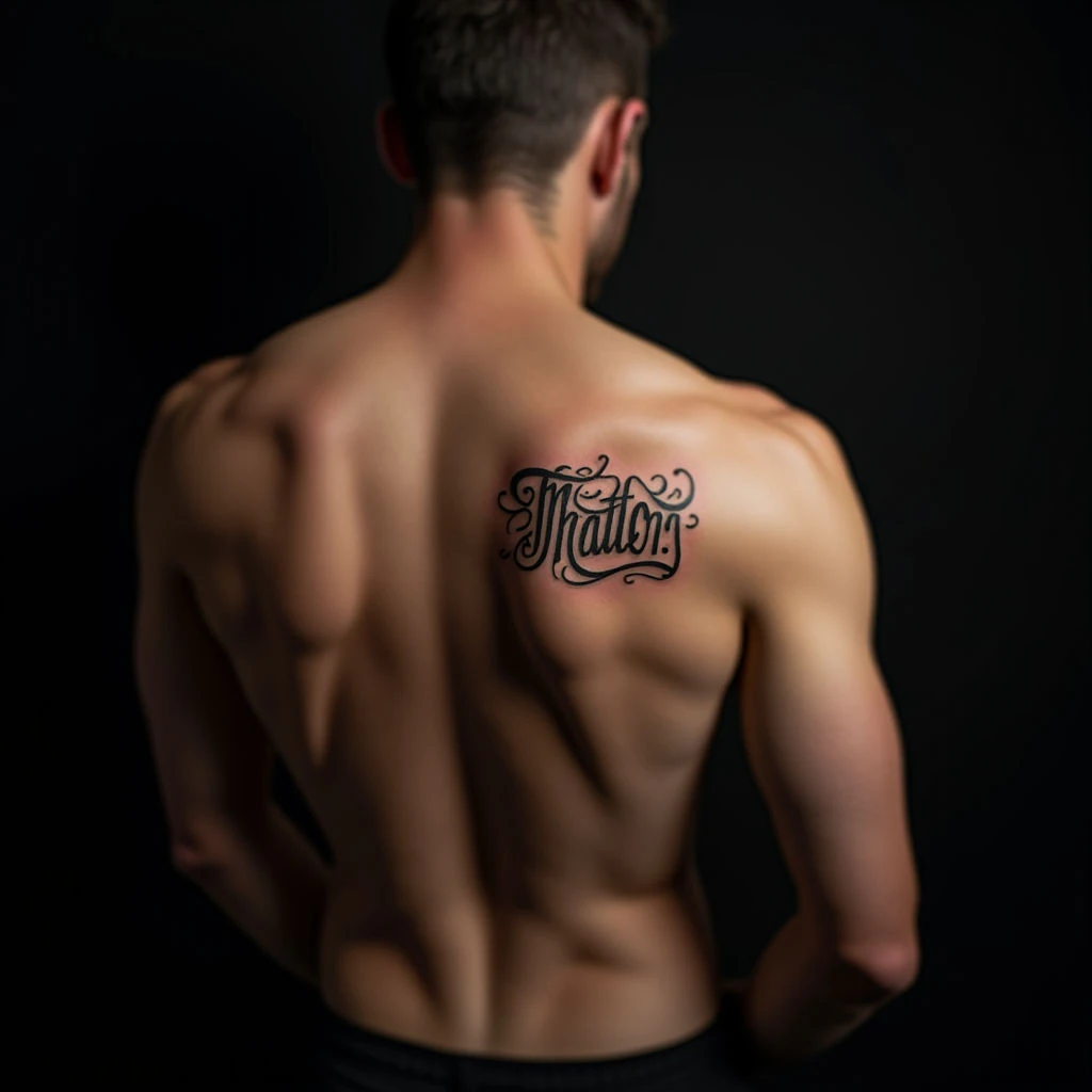 Subtle 'S' Name Tattoos for Men: Minimalist Back Designs
