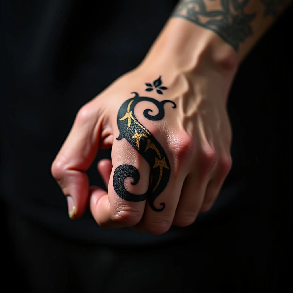 Letter 'S' Tattoos for Men: Ornamental Finger Designs